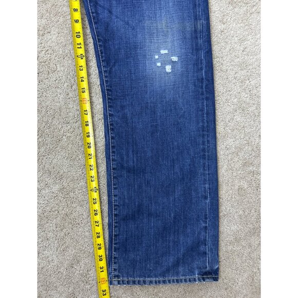 Vtg Guess Premium Rebel Jeans Men's 40x32 Straight Fit Blue Distressed Zip Poc - Picture 12 of 12